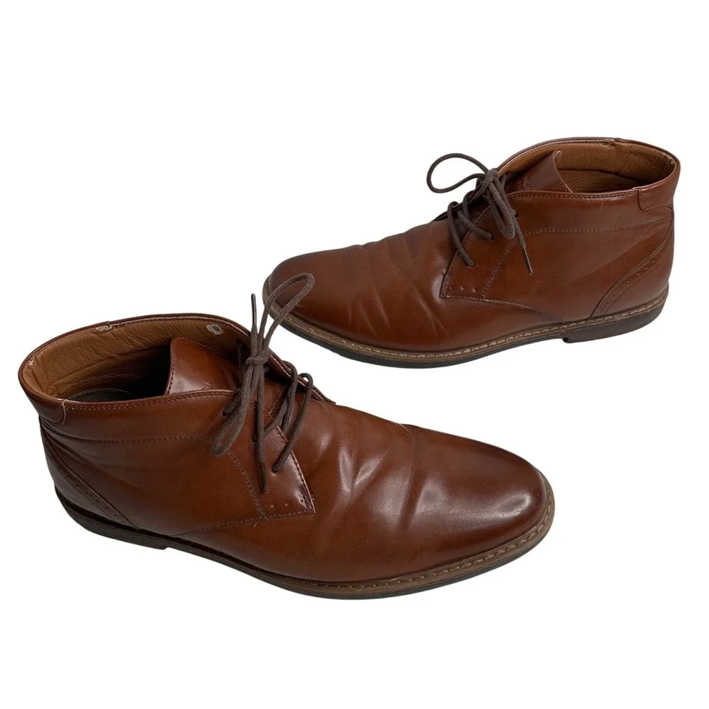 Nunn Bush Men's 9M Brown Leather preppy Chukka Boots Lace Up Dress Casual Shoes